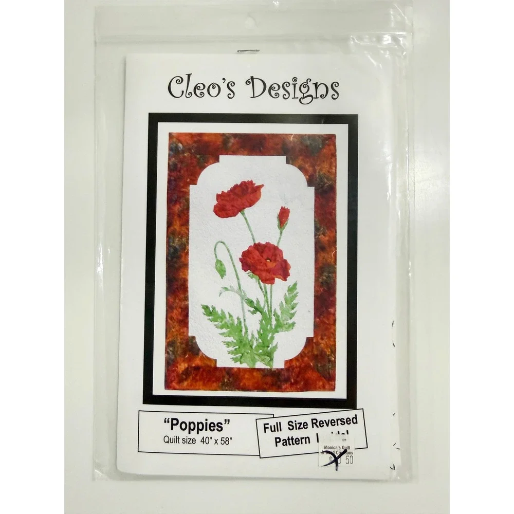 Cleo's Designs Poppies Quilt Pattern White Red Floral Wall Hanging 506CM